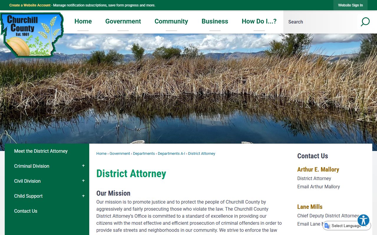 Churchill County court records after arrest District Attorney criminal prosecution information